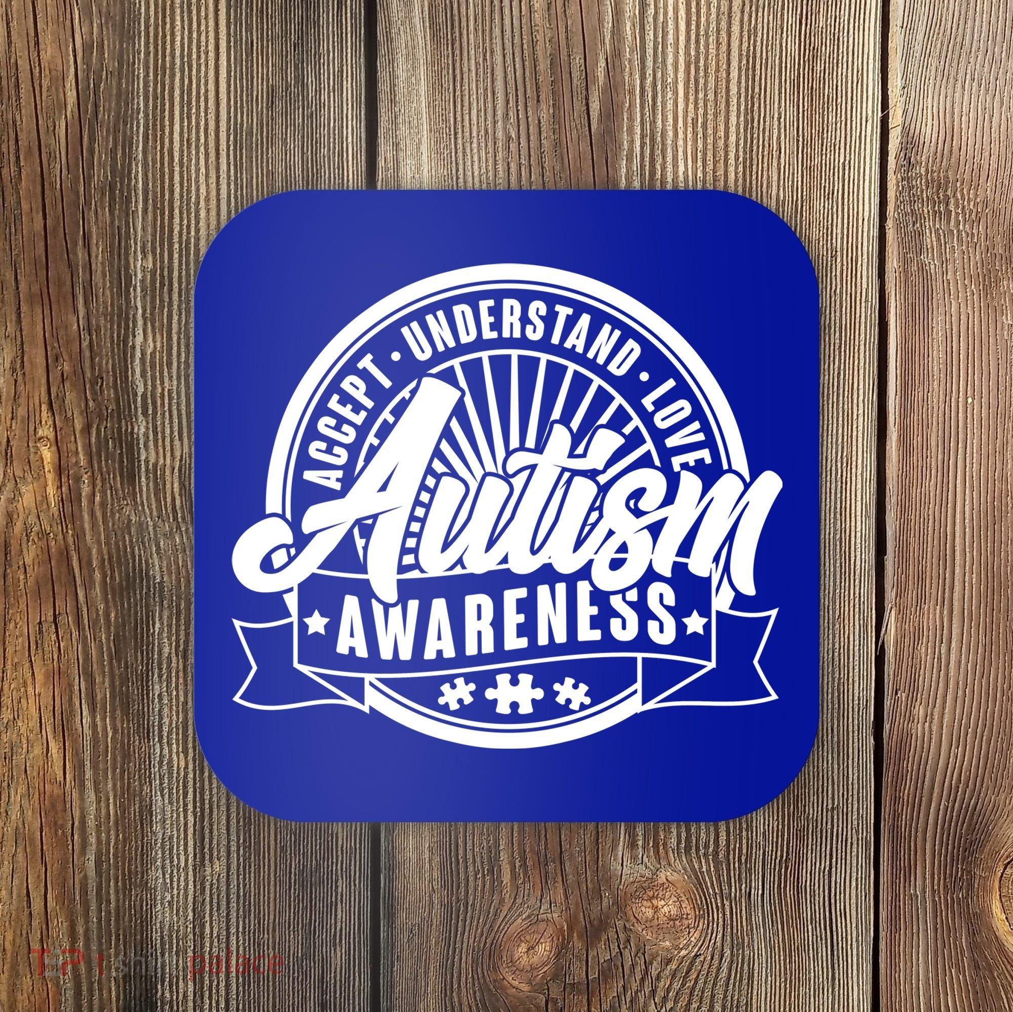 Accept Understand Love  Autism Awareness Logo Coaster