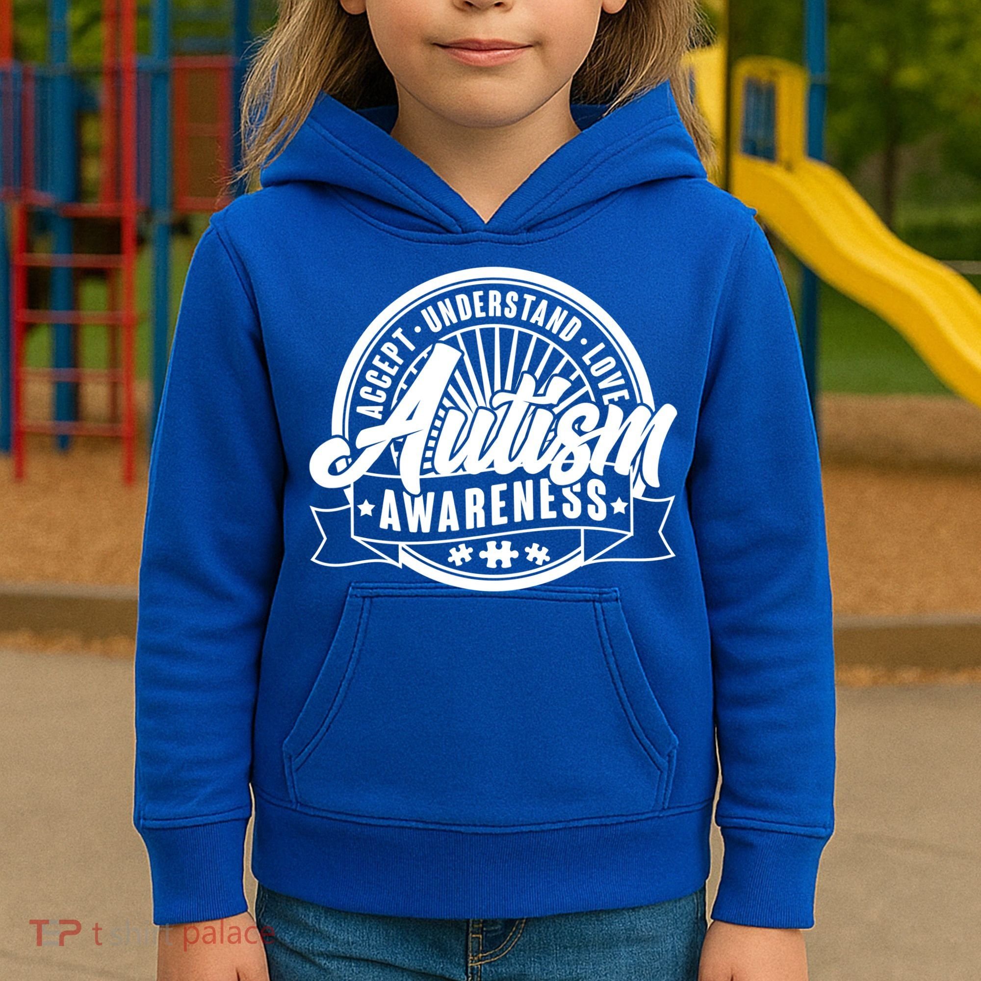 Accept Understand Love  Autism Awareness Logo Kids Hoodie