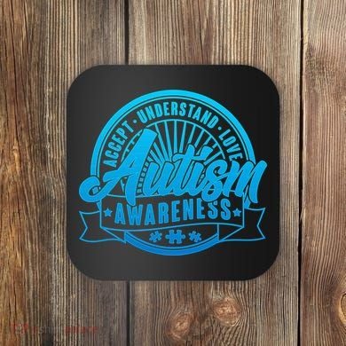 Accept Understand Love  Autism Blue Imprint Coaster