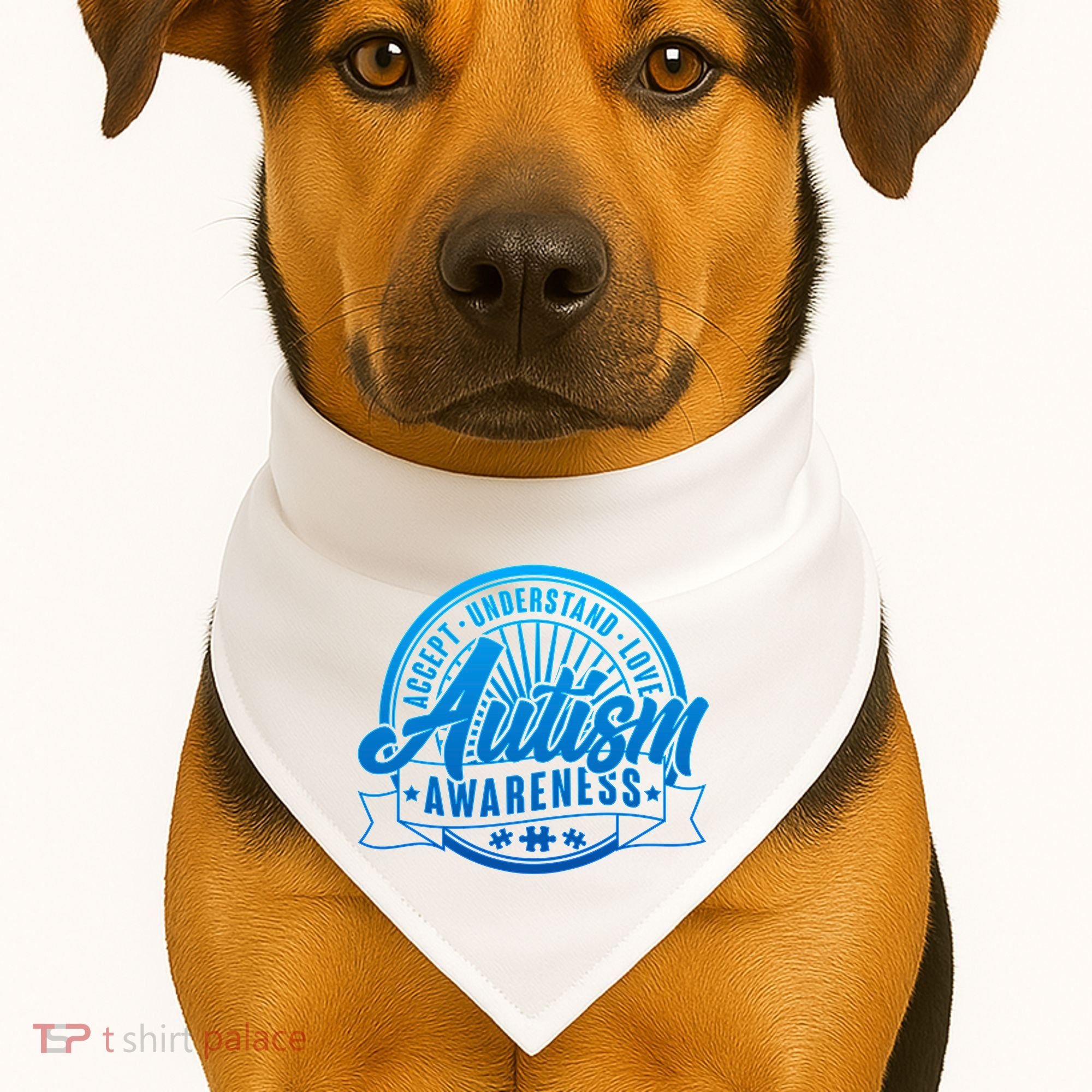 Accept Understand Love  Autism Blue Imprint USA-Made Doggie Bandana