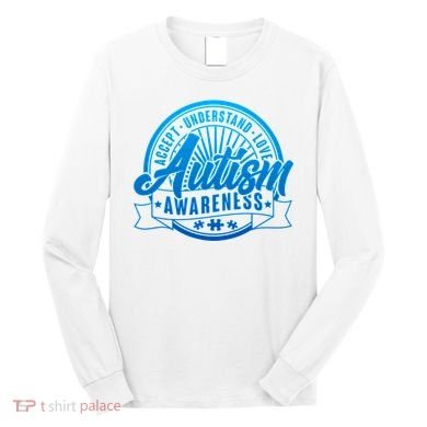 Accept Understand Love  Autism Blue Imprint Long Sleeve Shirt