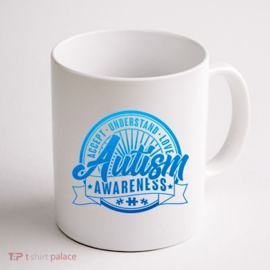 Accept Understand Love  Autism Blue Imprint Coffee Mug back