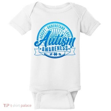Accept Understand Love  Autism Blue Imprint Baby Bodysuit