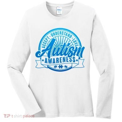 Accept Understand Love  Autism Blue Imprint Women's Long Sleeve Shirt