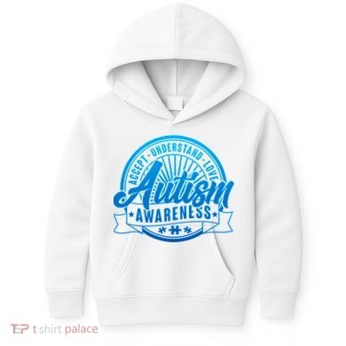 Accept Understand Love  Autism Blue Imprint Kids Hoodie