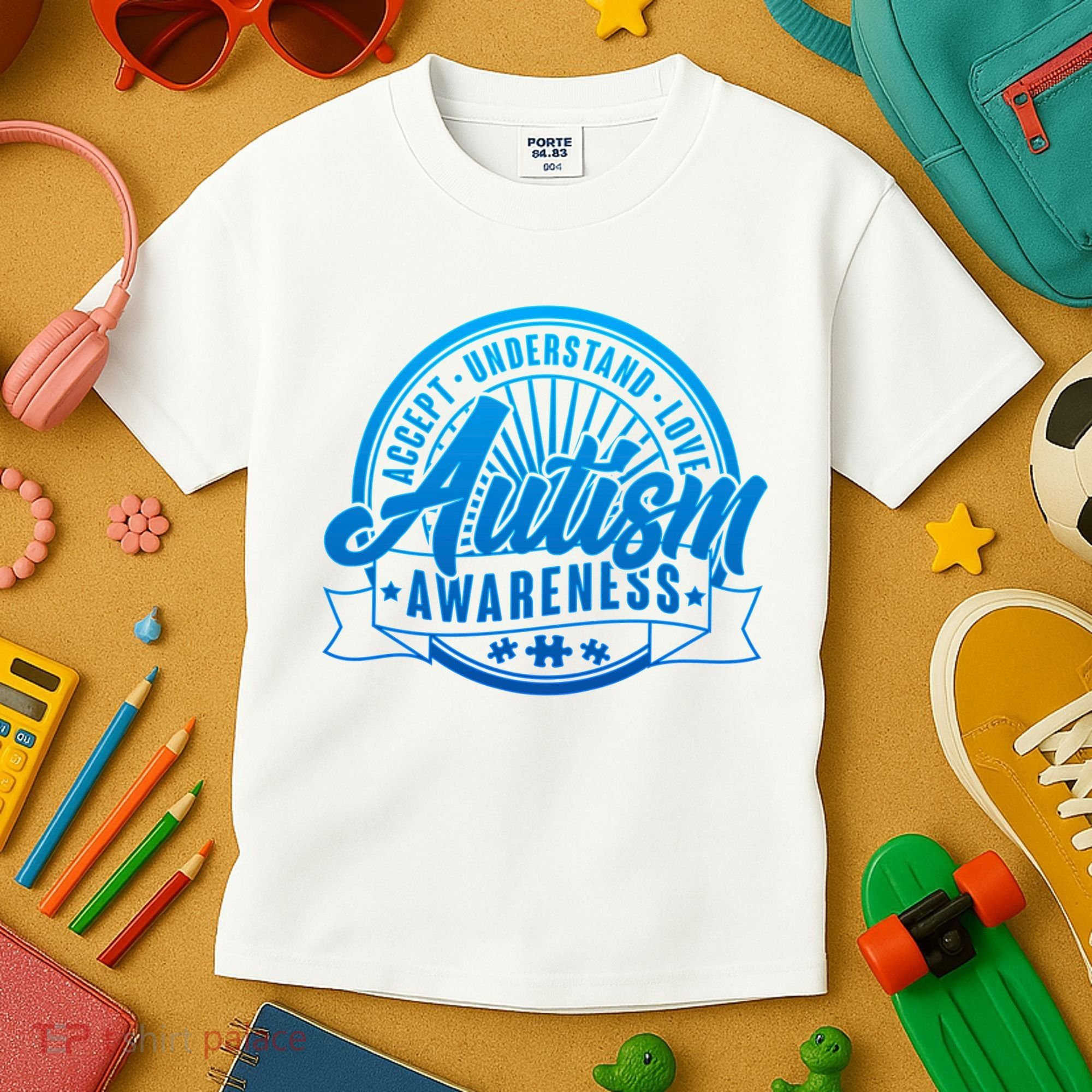 Accept Understand Love  Autism Blue Imprint Kids T-Shirt