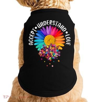 Accept Understand Love Autism Flower Puzzle Pieces Doggie Tank