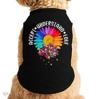 Accept Understand Love Autism Flower Puzzle Pieces Doggie Tank thumb 0