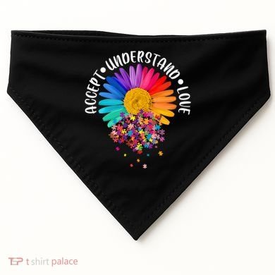Accept Understand Love Autism Flower Puzzle Pieces USA-Made Doggie Bandana