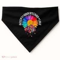 Accept Understand Love Autism Flower Puzzle Pieces USA-Made Doggie Bandana thumb 0