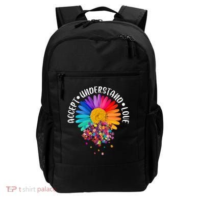 Accept Understand Love Autism Flower Puzzle Pieces Backpack
