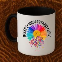 Accept Understand Love Autism Flower Puzzle Pieces Coffee Mug thumb 2