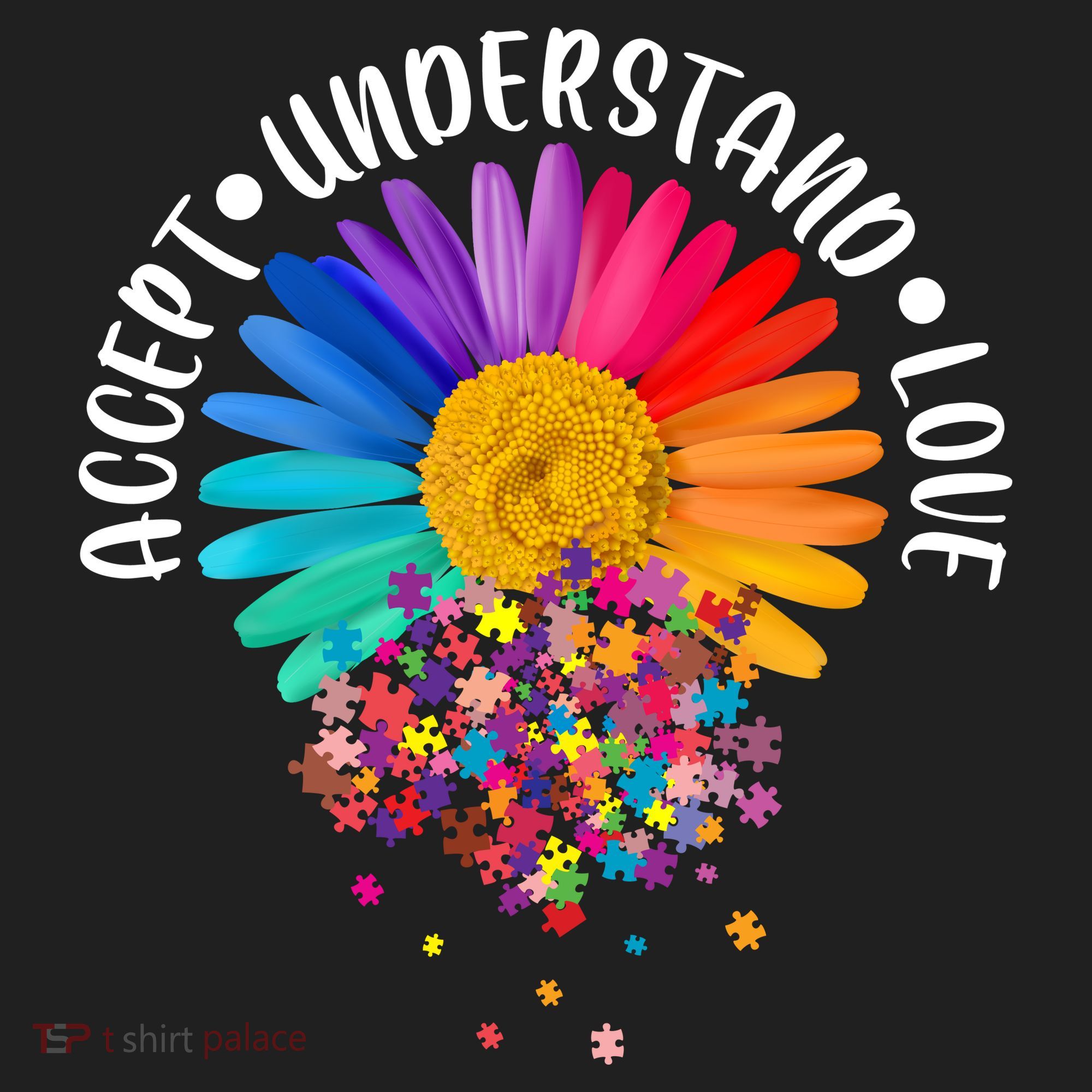 Accept Understand Love Autism Flower Puzzle Pieces Hat