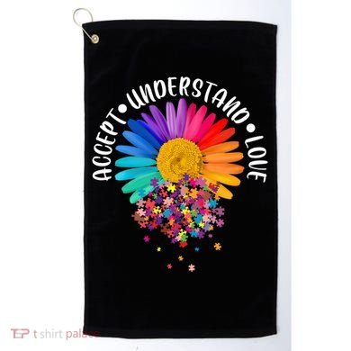 Accept Understand Love Autism Flower Puzzle Pieces Golf Towel