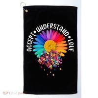 Accept Understand Love Autism Flower Puzzle Pieces Golf Towel thumb 0