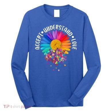 Accept Understand Love Autism Flower Puzzle Pieces Long Sleeve Shirt