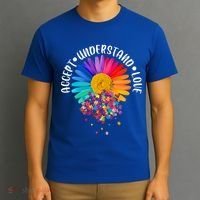 Accept Understand Love Autism Flower Puzzle Pieces T-Shirt thumb 3