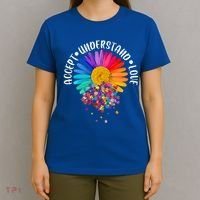 Accept Understand Love Autism Flower Puzzle Pieces T-Shirt thumb 4