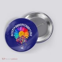 Accept Understand Love Autism Flower Puzzle Pieces Button thumb 0