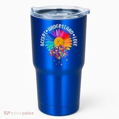 Accept Understand Love Autism Flower Puzzle Pieces Tumbler