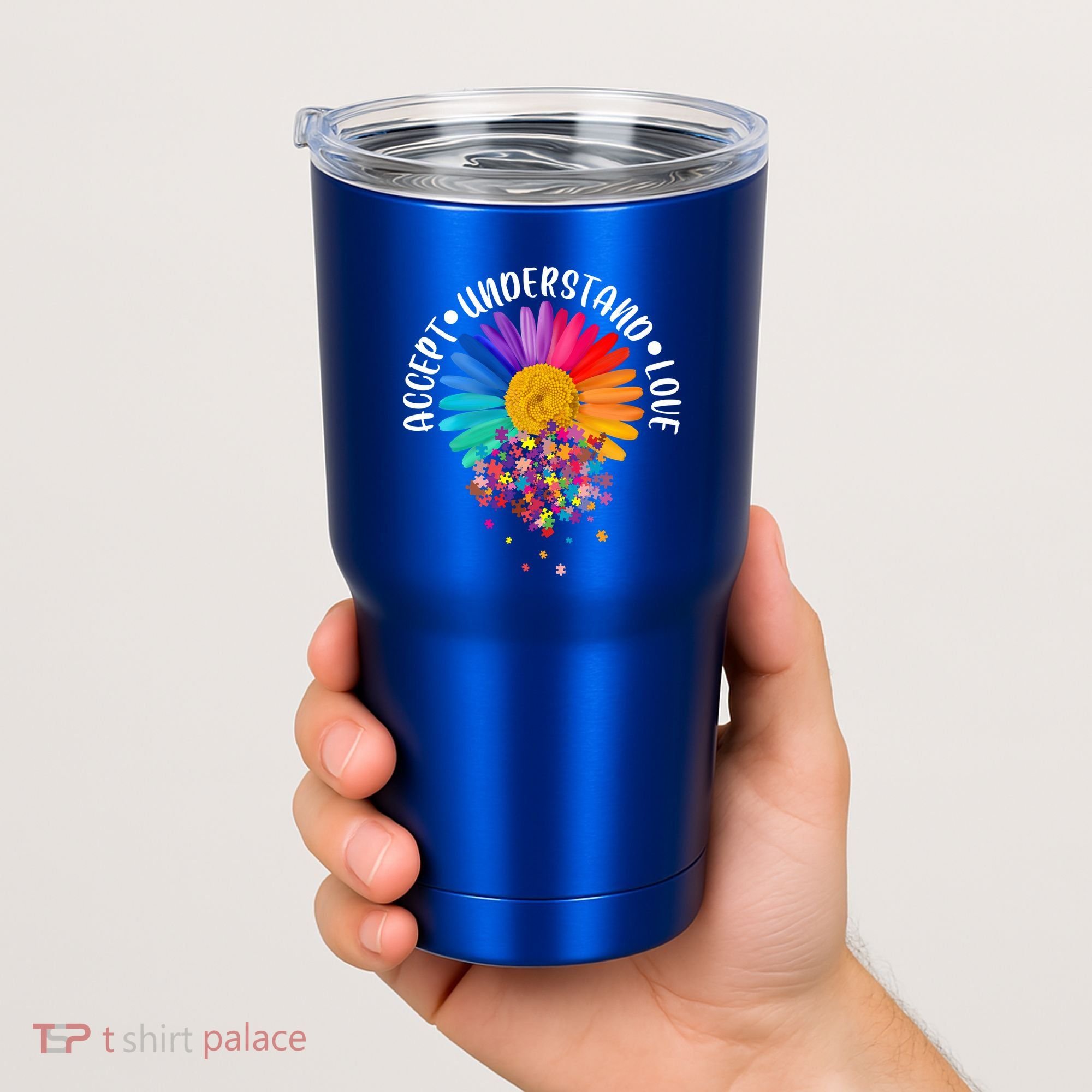 Accept Understand Love Autism Flower Puzzle Pieces Tumbler
