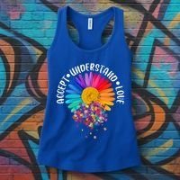 Accept Understand Love Autism Flower Puzzle Pieces Women's Tank Top thumb 3