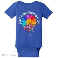 Accept Understand Love Autism Flower Puzzle Pieces Baby Bodysuit thumb 0