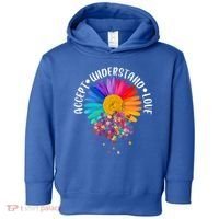 Accept Understand Love Autism Flower Puzzle Pieces Toddler Hoodie thumb 0