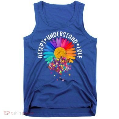 Accept Understand Love Autism Flower Puzzle Pieces Tank Top
