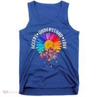 Accept Understand Love Autism Flower Puzzle Pieces Tank Top thumb 0