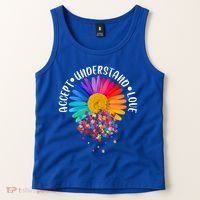 Accept Understand Love Autism Flower Puzzle Pieces Tank Top thumb 2
