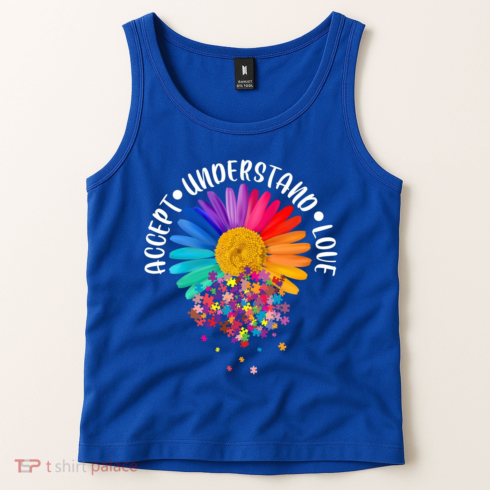 Accept Understand Love Autism Flower Puzzle Pieces Tank Top