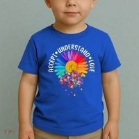 Accept Understand Love Autism Flower Puzzle Pieces Toddler T-Shirt thumb 2