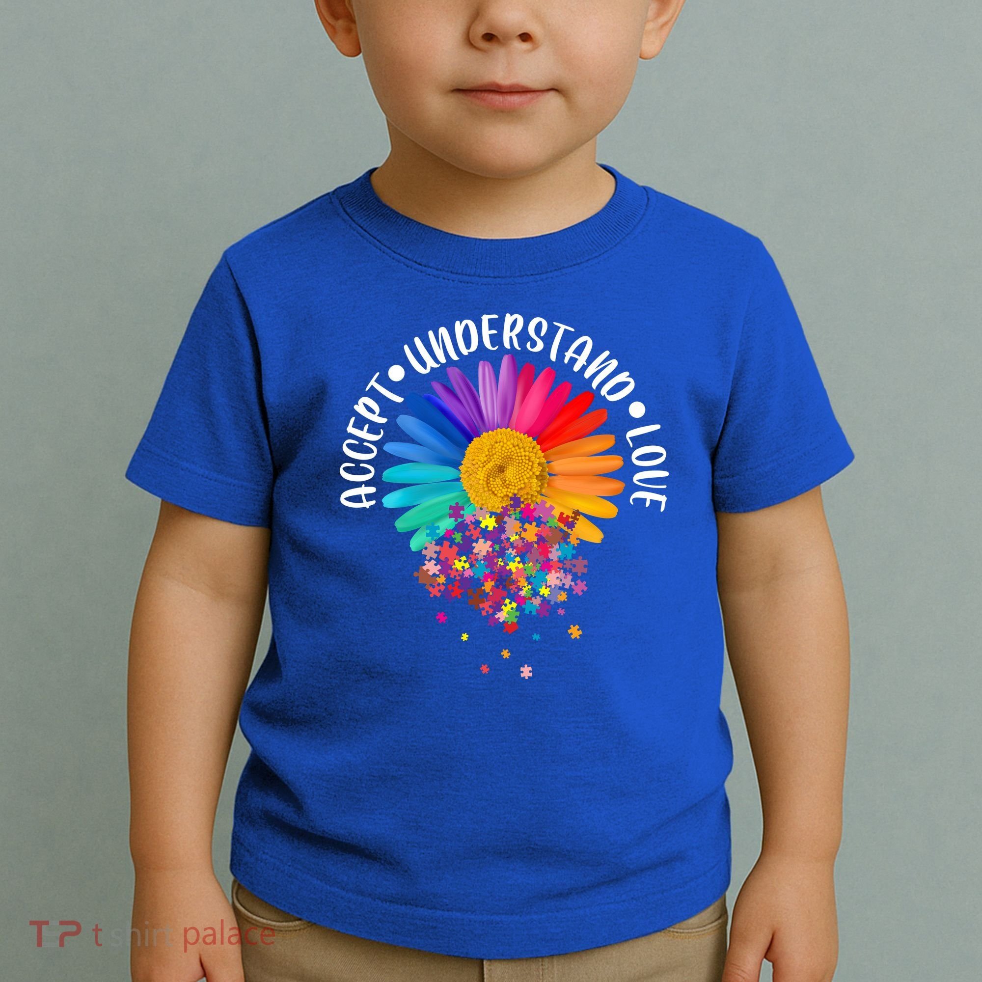 Accept Understand Love Autism Flower Puzzle Pieces Toddler T-Shirt
