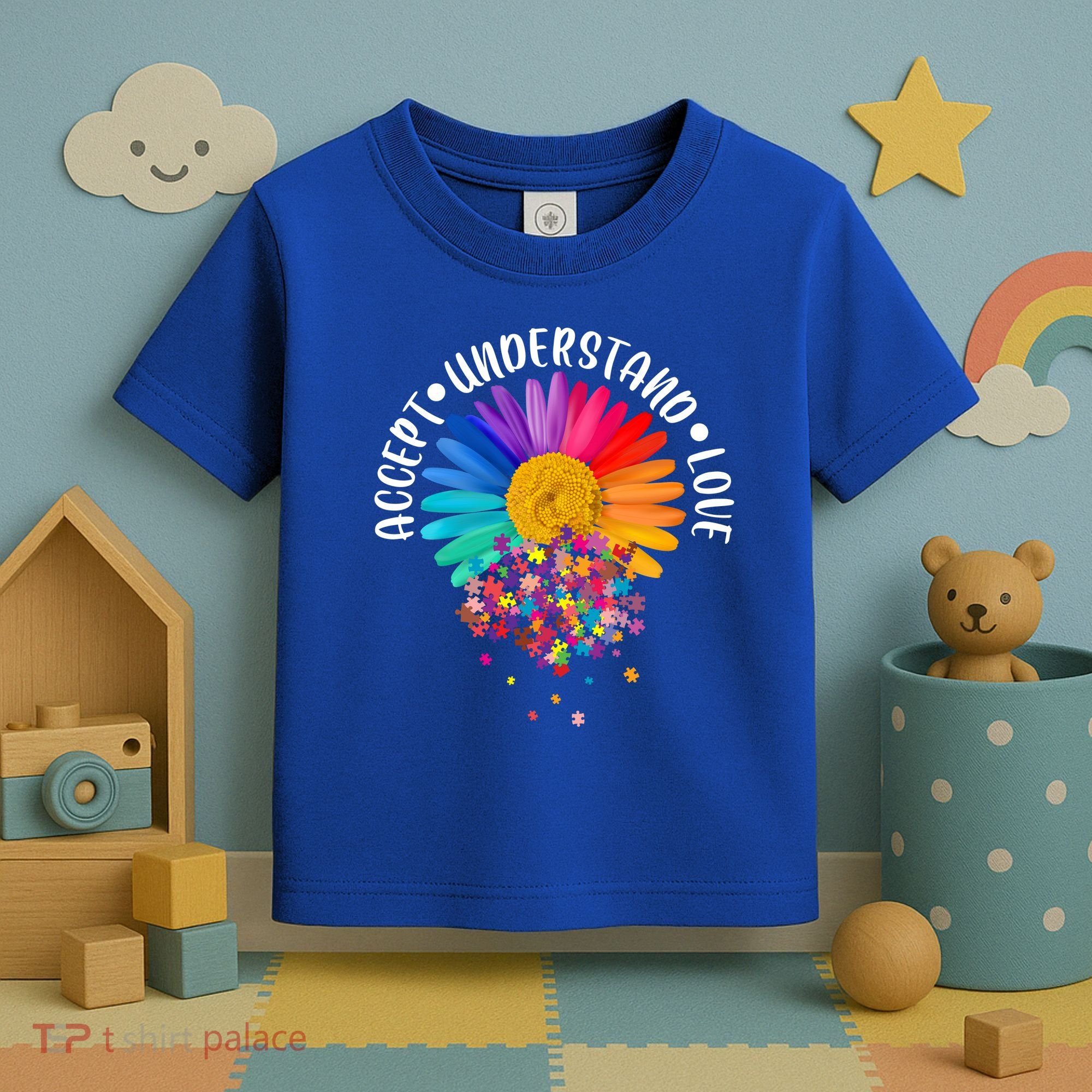 Accept Understand Love Autism Flower Puzzle Pieces Toddler T-Shirt