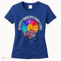 Accept Understand Love Autism Flower Puzzle Pieces Women's T-Shirt thumb 0