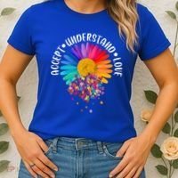 Accept Understand Love Autism Flower Puzzle Pieces Women's T-Shirt thumb 2
