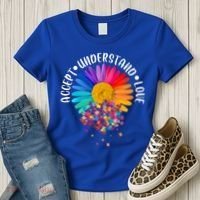 Accept Understand Love Autism Flower Puzzle Pieces Women's T-Shirt thumb 3