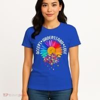 Accept Understand Love Autism Flower Puzzle Pieces Women's T-Shirt thumb 4