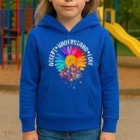 Accept Understand Love Autism Flower Puzzle Pieces Kids Hoodie thumb 3