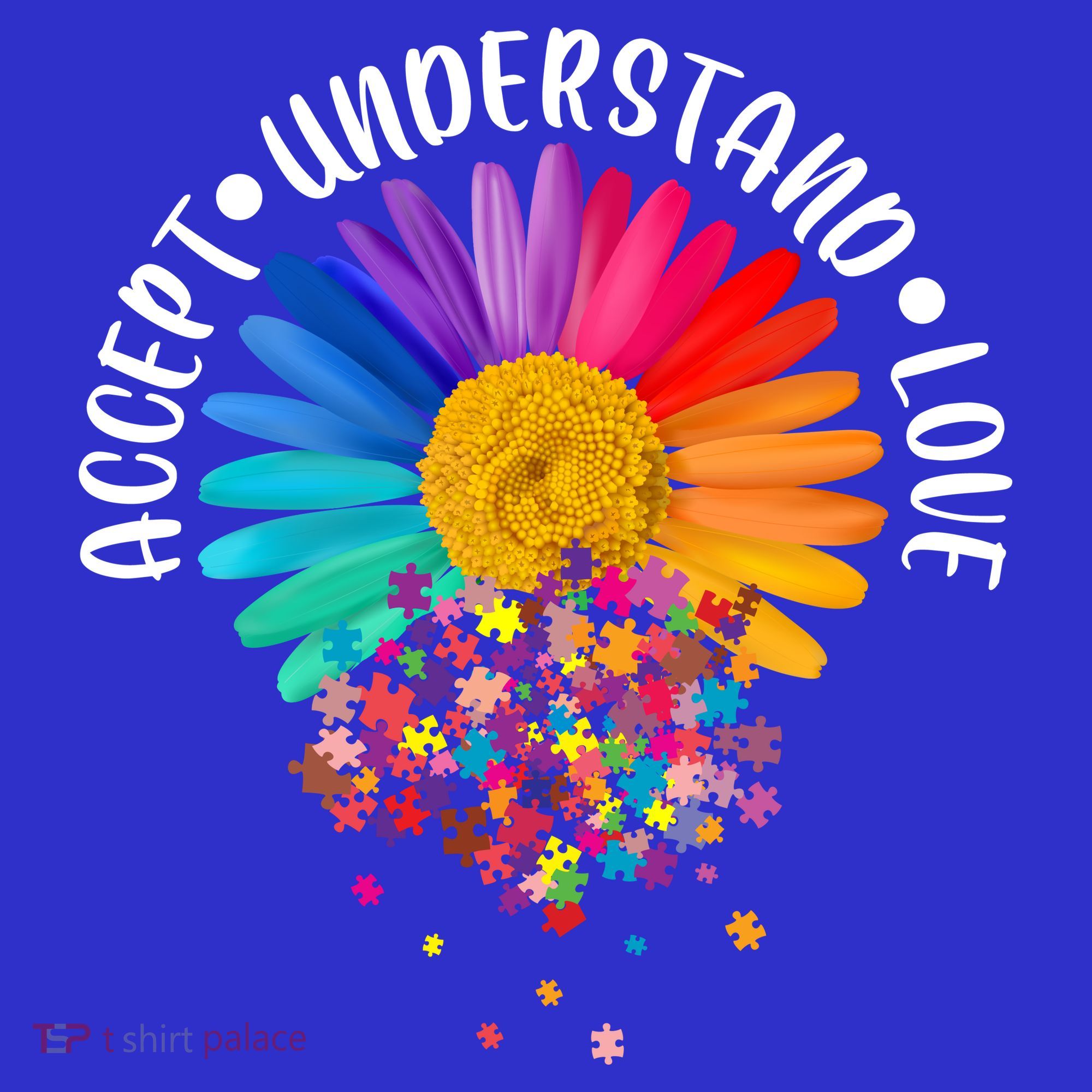 Accept Understand Love Autism Flower Puzzle Pieces Kids Long Sleeve Shirt