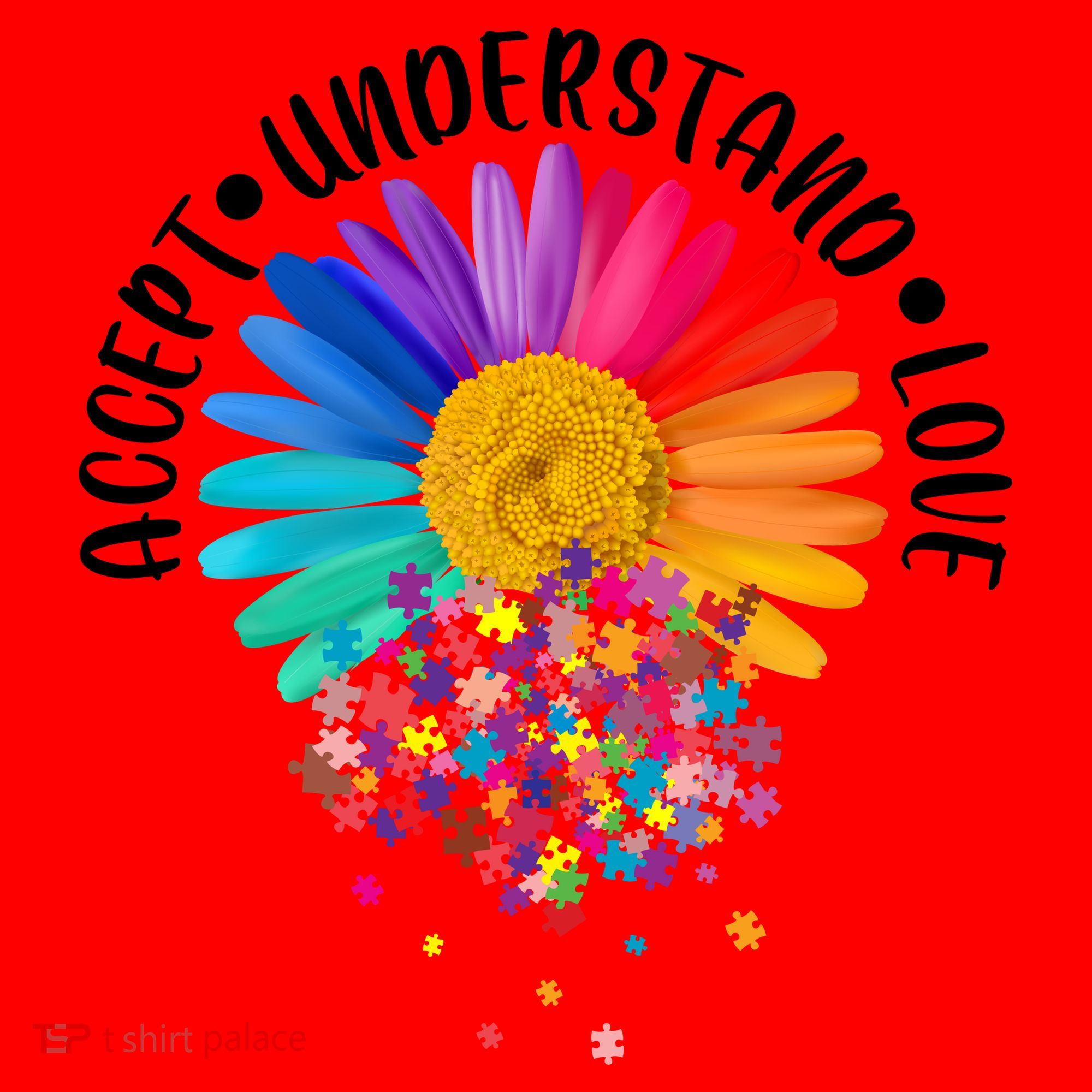 Accept Understand Love Autism Flower Puzzle Pieces Santa Hat