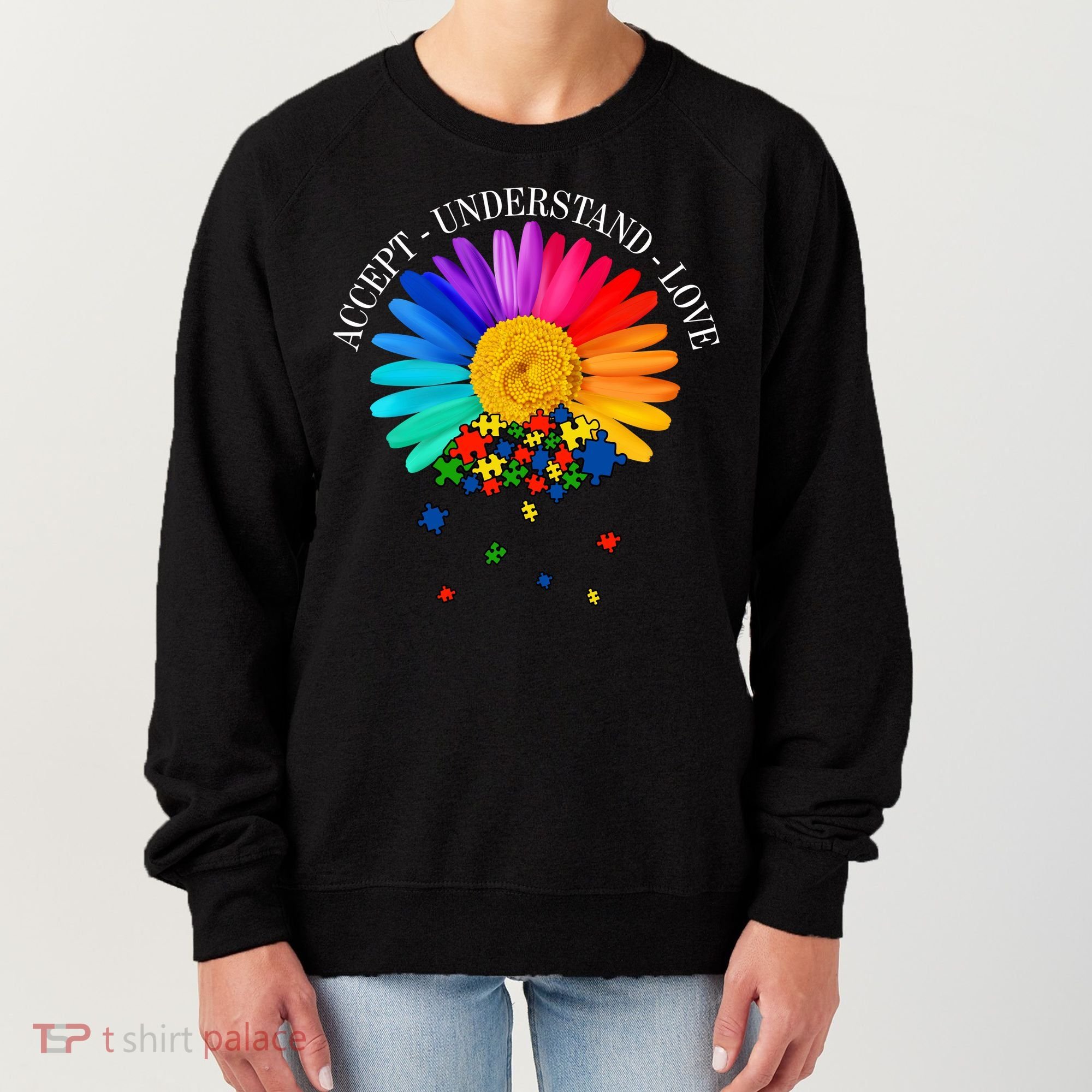 Accept Understand Love Autism Sunflower Women's Sweatshirt