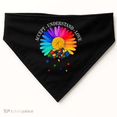 Accept Understand Love Autism Sunflower USA-Made Doggie Bandana