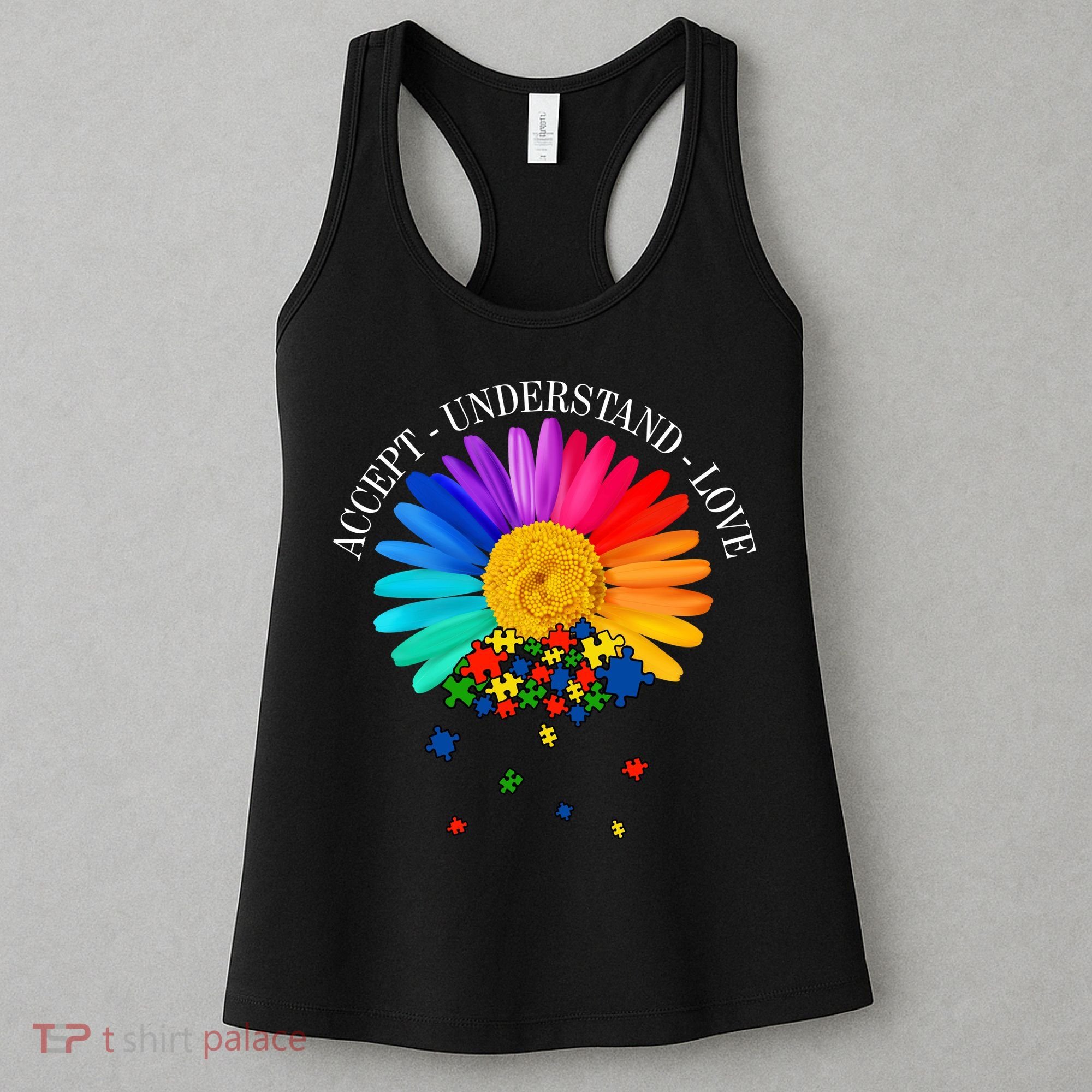 Accept Understand Love Autism Sunflower Women's Tank Top
