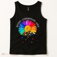 Accept Understand Love Autism Sunflower Tank Top thumb 2