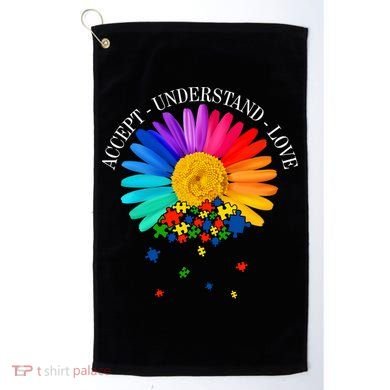 Accept Understand Love Autism Sunflower Golf Towel