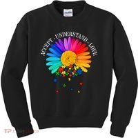 Accept Understand Love Autism Sunflower Kids Sweatshirt thumb 0