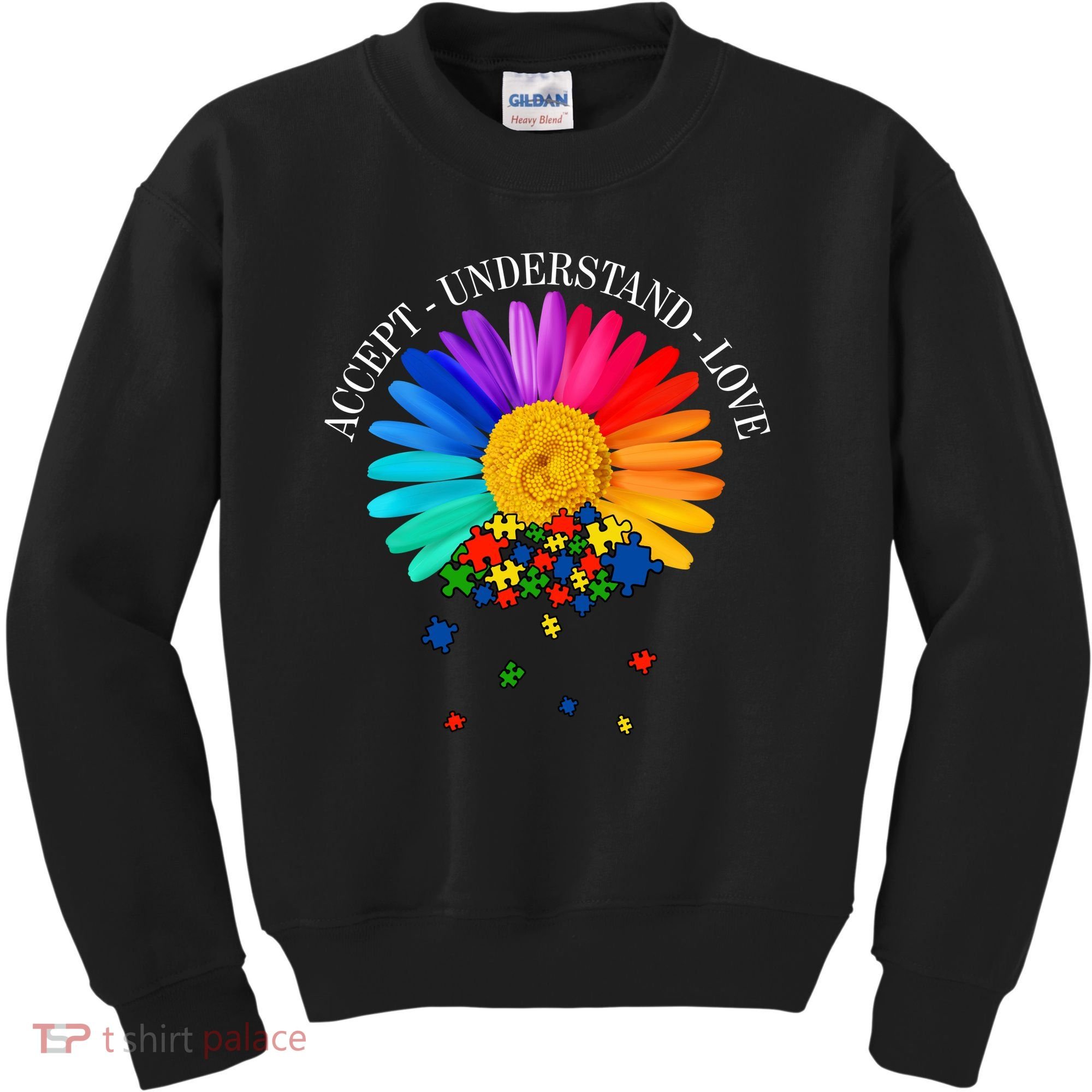 Accept Understand Love Autism Sunflower Kids Sweatshirt
