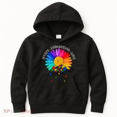 Accept Understand Love Autism Sunflower Kids Hoodie